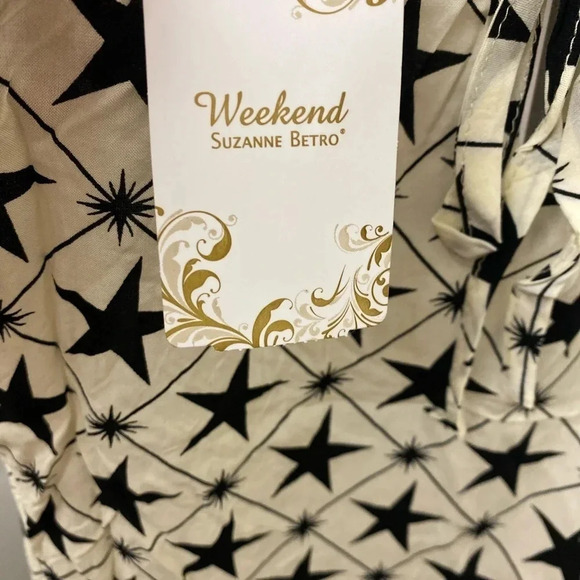 🆕Suzanne Betro Ivory Star Print Tier Tank L🆕 - Picture 9 of 10